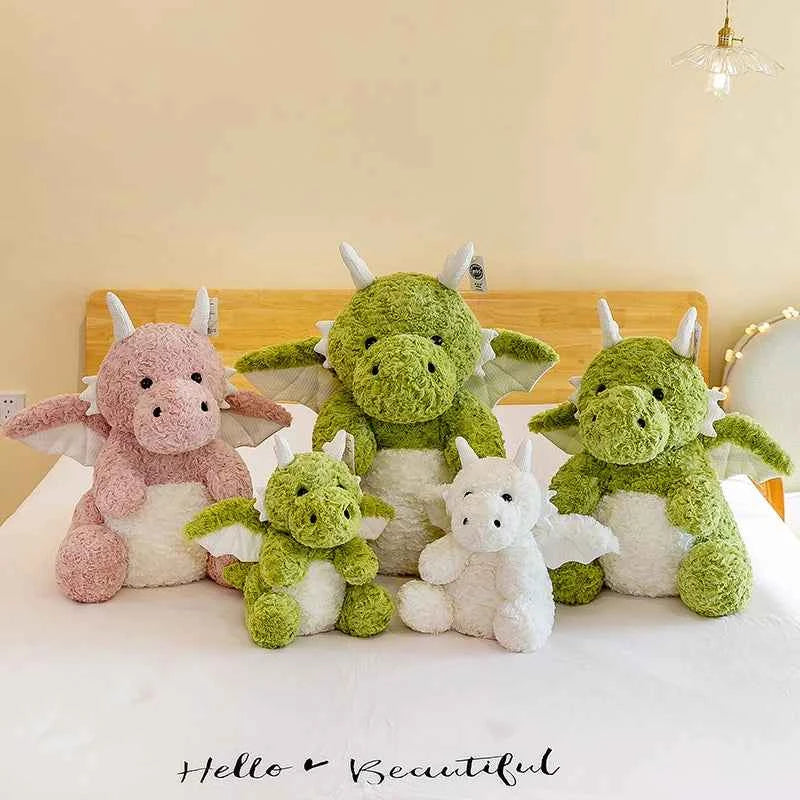 Green Little Flying Dragon Plush Toy – Soft Stuffed Dragon Pillow