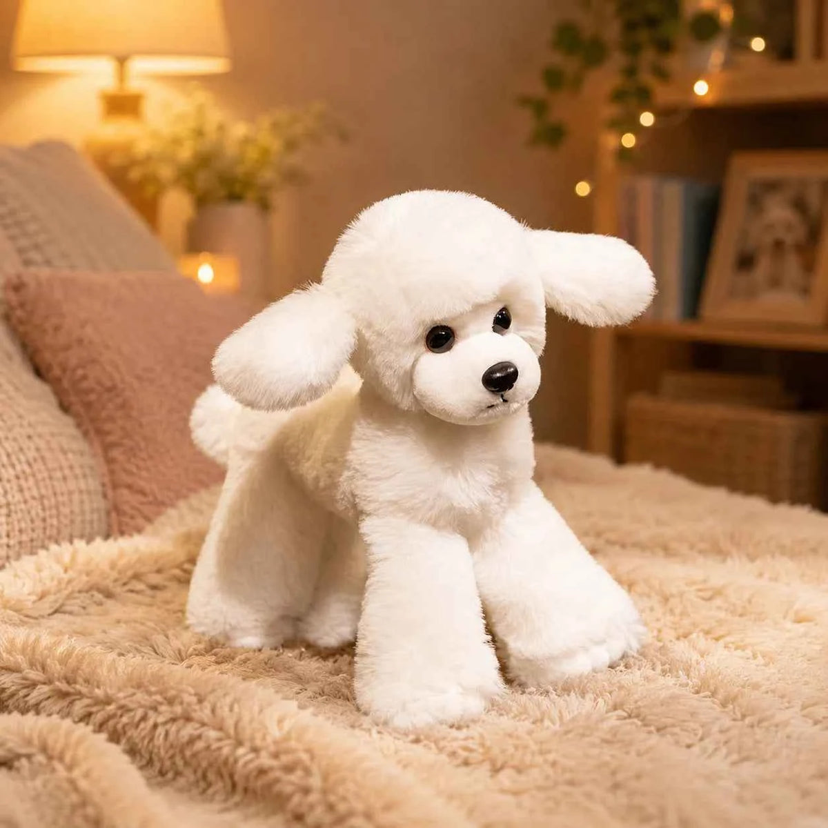 Kawaii Lifelike Poodle Plush Doll - Soft Stuffed Realistic Puppy Toy and Gift in 2 Colors, 20cm and 32cm