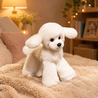 Kawaii Lifelike Poodle Plush Doll - Soft Stuffed Realistic Puppy Toy and Gift in 2 Colors, 20cm and 32cm