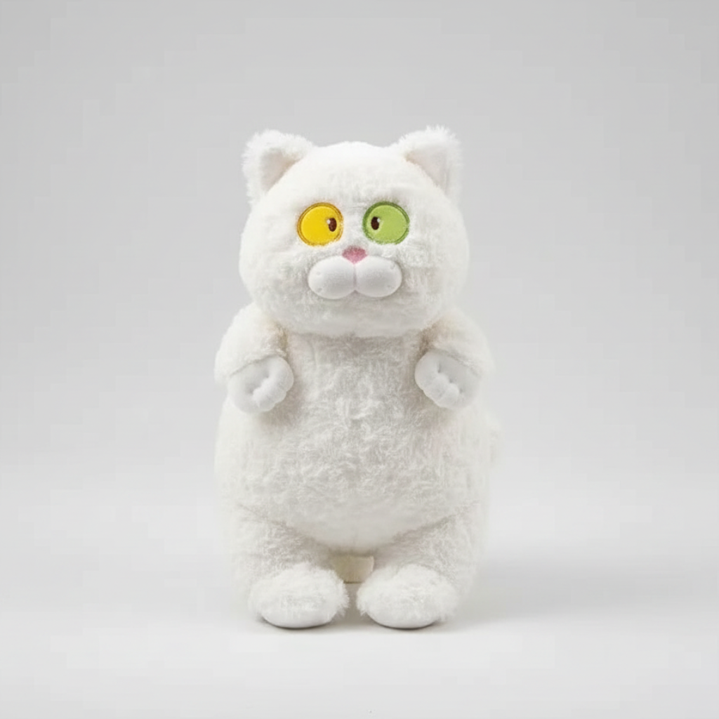 Kawaii Fat Cat Plush Toy – Soft Stuffed Animal Pillow White