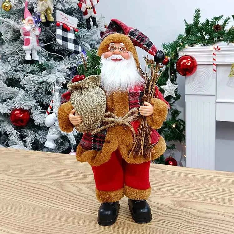 Cute 12 inch Sitting/Standing Santa Claus Figurine - Xmas Tree & Fireplace Decor