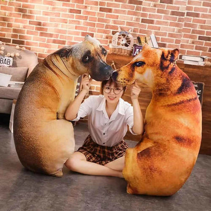 3D Lifelike Dog Throw Pillow – Funny Cute Dog Head Printed Cushion for Home