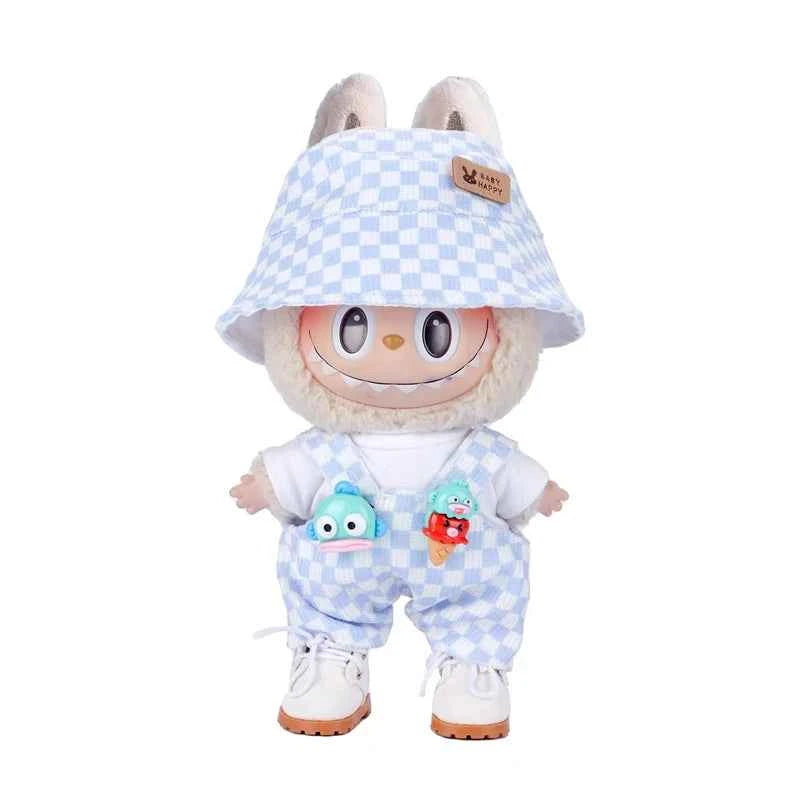 6.69inch Labubu Doll Clothes Set with 3 Stylish, Fisherman Hat Sweater Pants or Skirt for Bulabu Dolls（No doll）