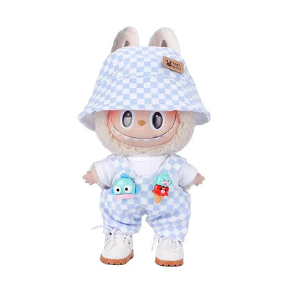6.69inch Labubu Doll Clothes Set with 3 Stylish, Fisherman Hat Sweater Pants or Skirt for Bulabu Dolls（No doll）