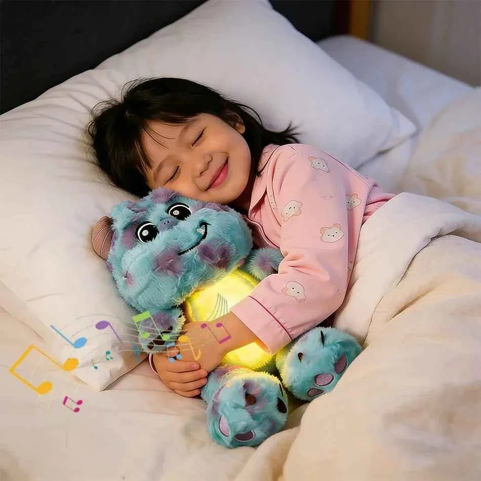 Blue Monster Breathing Plush Toy – Music & Light Sleep Companion