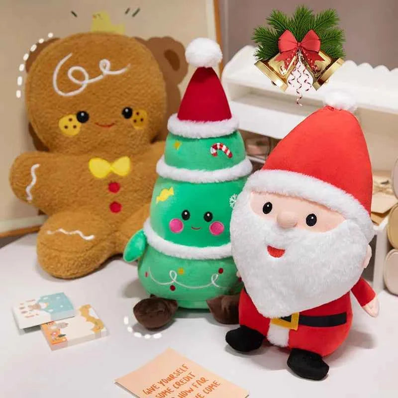 Cute Christmas Plush Toys (Up to 19.7 in) - Stuffed Santa, Snowman & Gingerbread Man Doll