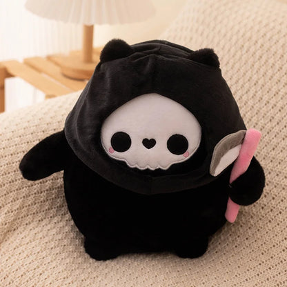 Dark Pirate Cat Plush Toy – Gothic Halloween Stuffed Black Cat Doll Black Death 11.8" (30cm)
