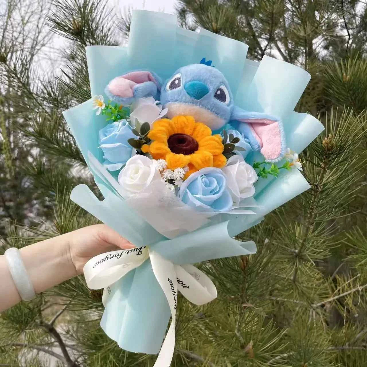 Super Soft Anime Stitch Plush Bouquet (11.0-13.8 in) - Stuffed Doll Gift