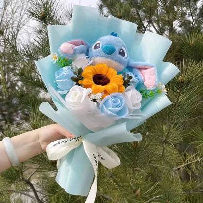 Super Soft Anime Stitch Plush Bouquet (11.0-13.8 in) - Stuffed Doll Gift