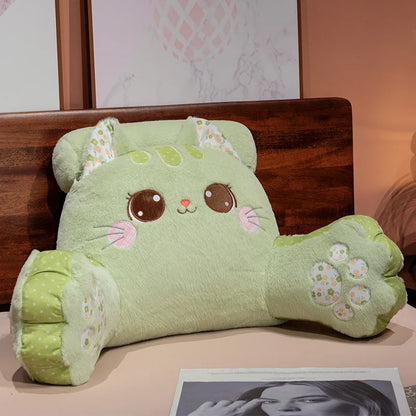 Kawaii Cat Triangle Backrest Plush Pillow - Stuffed Sofa Cushion Hug Pillow Room Decor Gift, 3 Colors and 2 Sizes Green