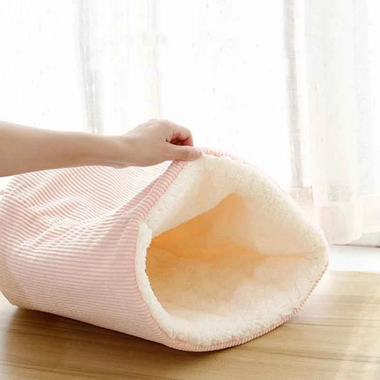 Soft Velvet Fabric Cat/Dog Bed (Up to 18.1 in) - Winter Warm Sleeping Bag Pet House