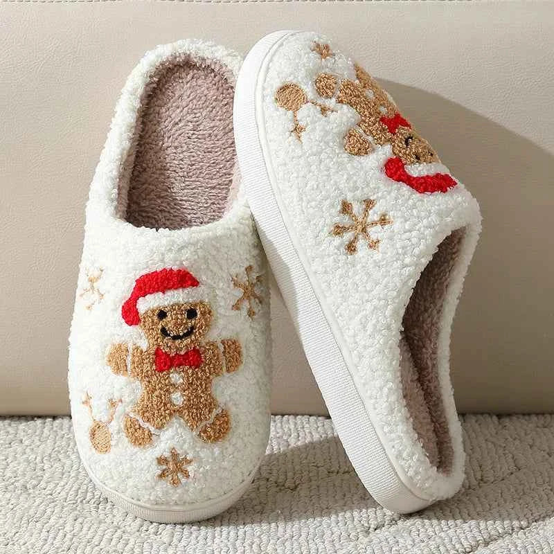 Lovely Winter Christmas Plush Slides - Unisex Non-slip Warm Flat Indoor Shoes