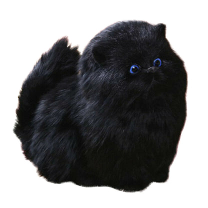 Kawaii Long-Haired Cat Plush with Sound Black