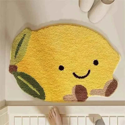 Cartoon Lemon Smiling Plush Carpet Bathroom Water-Absorbing FYR