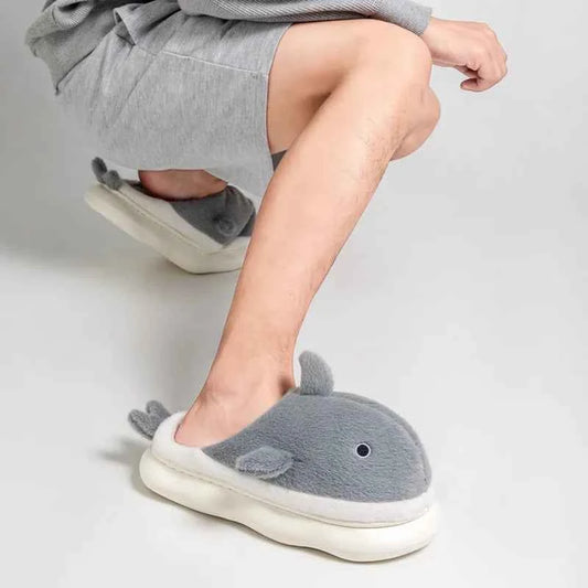 Fashion Fluffy Home Slippers - Women's/Couple Winter Platform Slides (Heel 1.4 in)