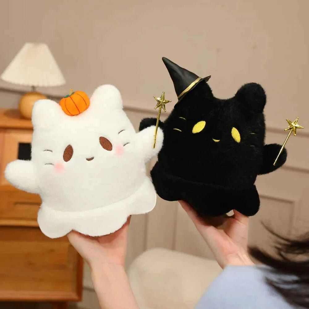 Kawaii Halloween Ghost Cat & Long-Eared Rabbit Plush – 20 cm
