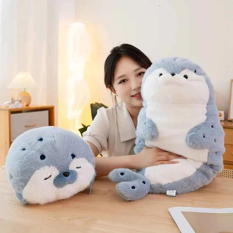 Cartoon Sea Otter Stuffed Sea Animal Plush Doll Throw Pillow Blue Seal Sea Lion Birthday Gift For Boys And Girls