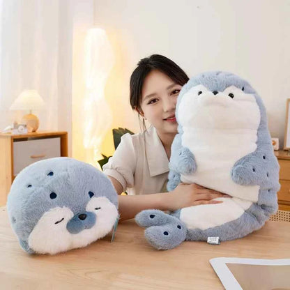 Cartoon Sea Otter Stuffed Sea Animal Plush Doll Throw Pillow Blue Seal Sea Lion Birthday Gift For Boys And Girls