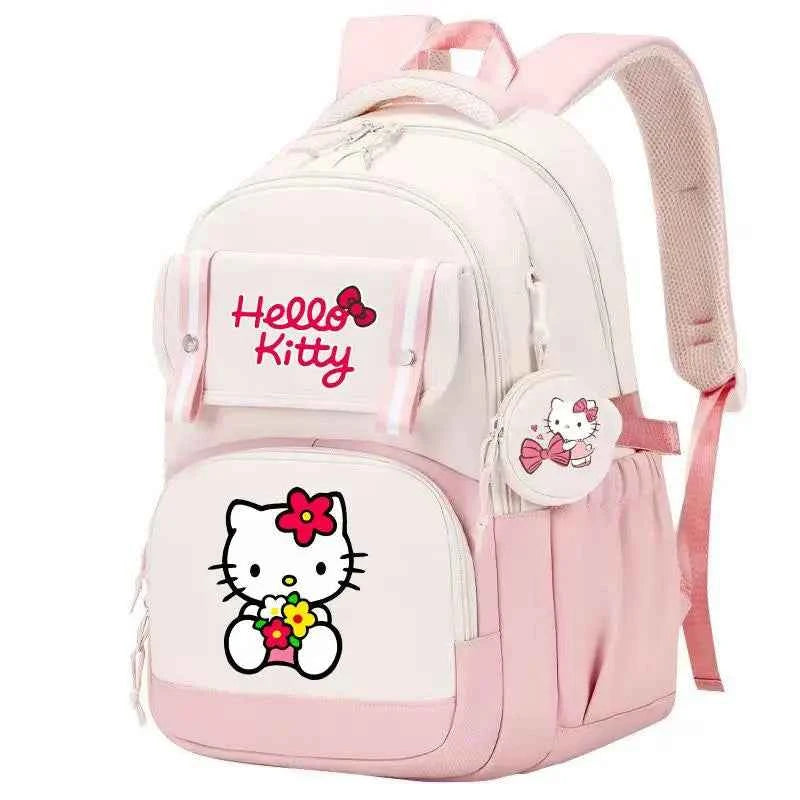 Hello Kitty Large Capacity Backpack Cartoon Daypack Travel Commute Knapsack School bag for Kids Girls Mochila With Coin Purse