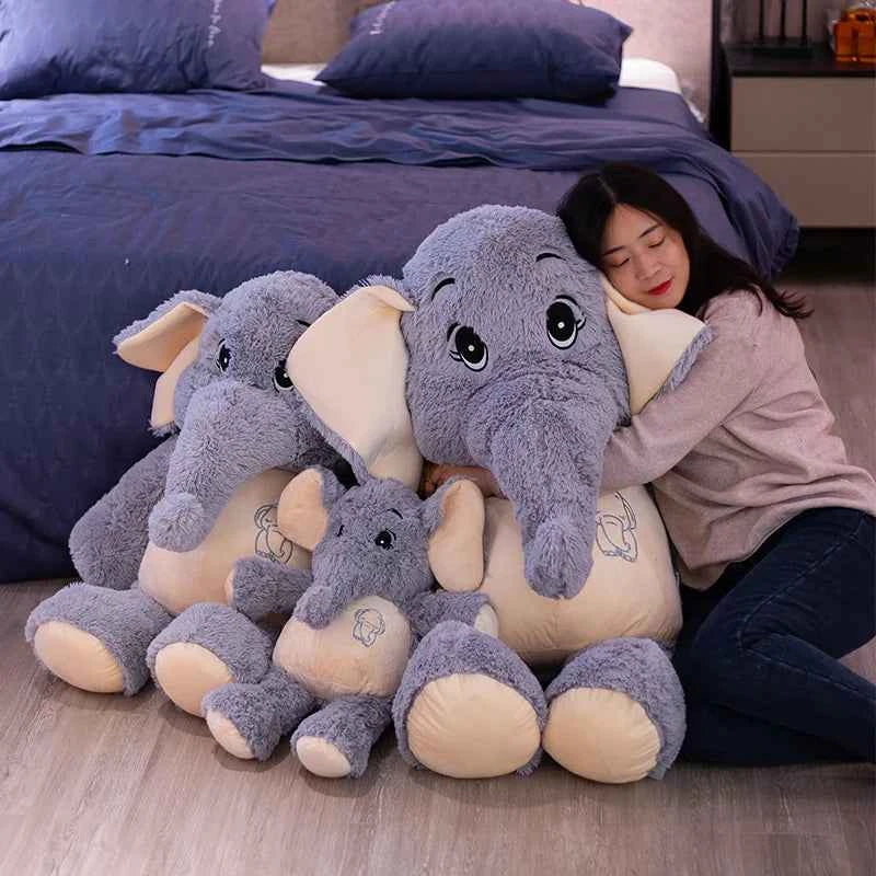 Giant Grey Elephant Plush Toy (15-38.6 in) - Big Flappy Ears Stuffed Animal Christmas Gift