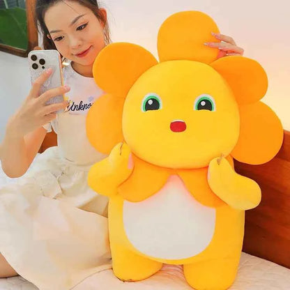 Kawaii Sunflower Nailong Plush Toy – Cute Smiling Dinosaur Stuffed Animal Pillow