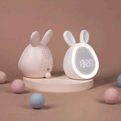 Cute Rabbit LED Digital Alarm Clock - Stepless Dimming Night Light for Kids