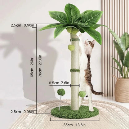 Cat Scratching Post Tree 65cm – Sisal Rope Scratch Tower with Hanging Toys Dark Green 65cm (25.6")