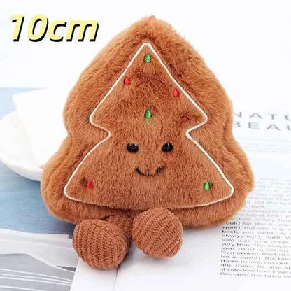 Adorable Christmas Plush Keychain (4 in) - Tree, Star, Moon & Gingerbread Doll Bag Pendant Gift