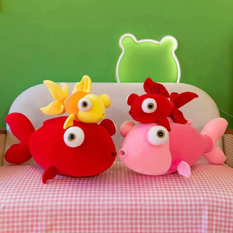 Kawaii Cute Fish Plush Pillow - Soft Stuffed Sea Animal Doll and Gift, 3 Colors and 3 Sizes