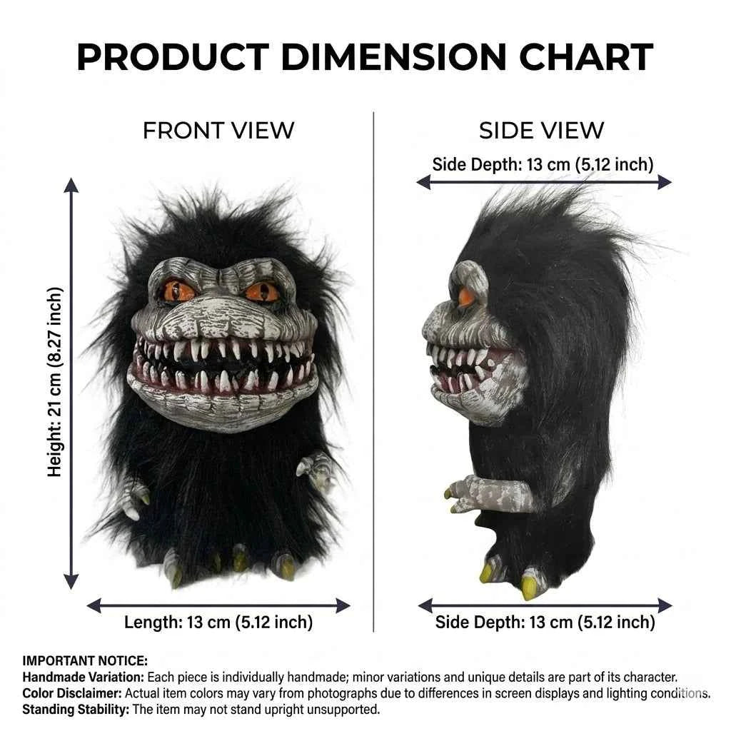 Soft Black Fur Horror Monster Doll Detailed Scary Face With Yellow Claws Perfect For Halloween Party Decor Or Critters Fans