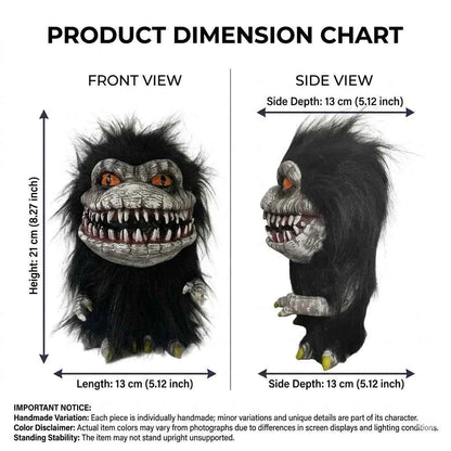 Soft Black Fur Horror Monster Doll Detailed Scary Face With Yellow Claws Perfect For Halloween Party Decor Or Critters Fans