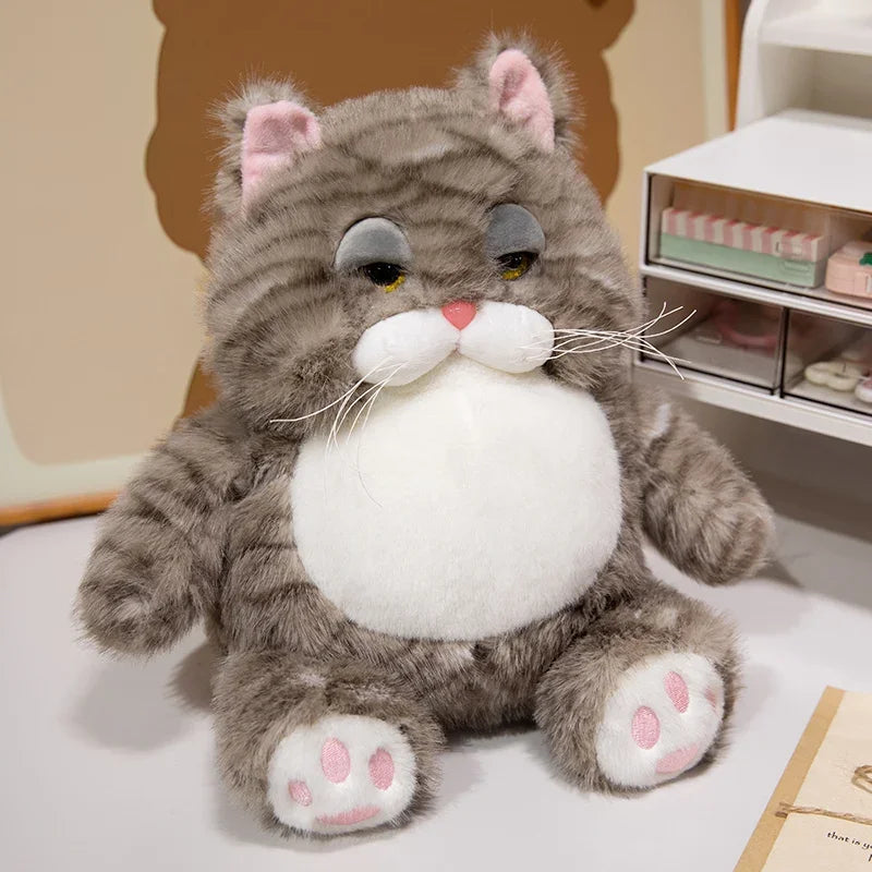Kawaii Weighted Sitting Cat Plush – 25 cm Khaki 25 cm (9.8 in)