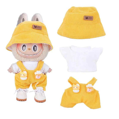 6.69inch Labubu Doll Clothes Set with 3 Stylish, Fisherman Hat Sweater Pants or Skirt for Bulabu Dolls（No doll）