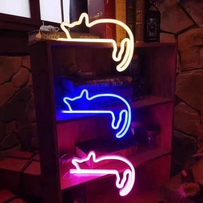 Cute Cat Neon Light Sign (9.3-10.8 in) - LED Wall Decoration for Girls Bedroom
