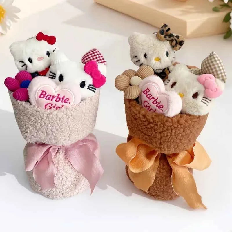 Hello Kitty Plush Bouquet (9.4 in) - Cute Anime Stuffed Doll Collectible Gift