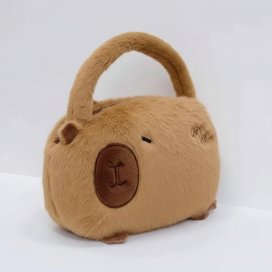 Kawaii Capybara Plush Backpack – Cute Fur Mini Shoulder Bag Gift Handbag