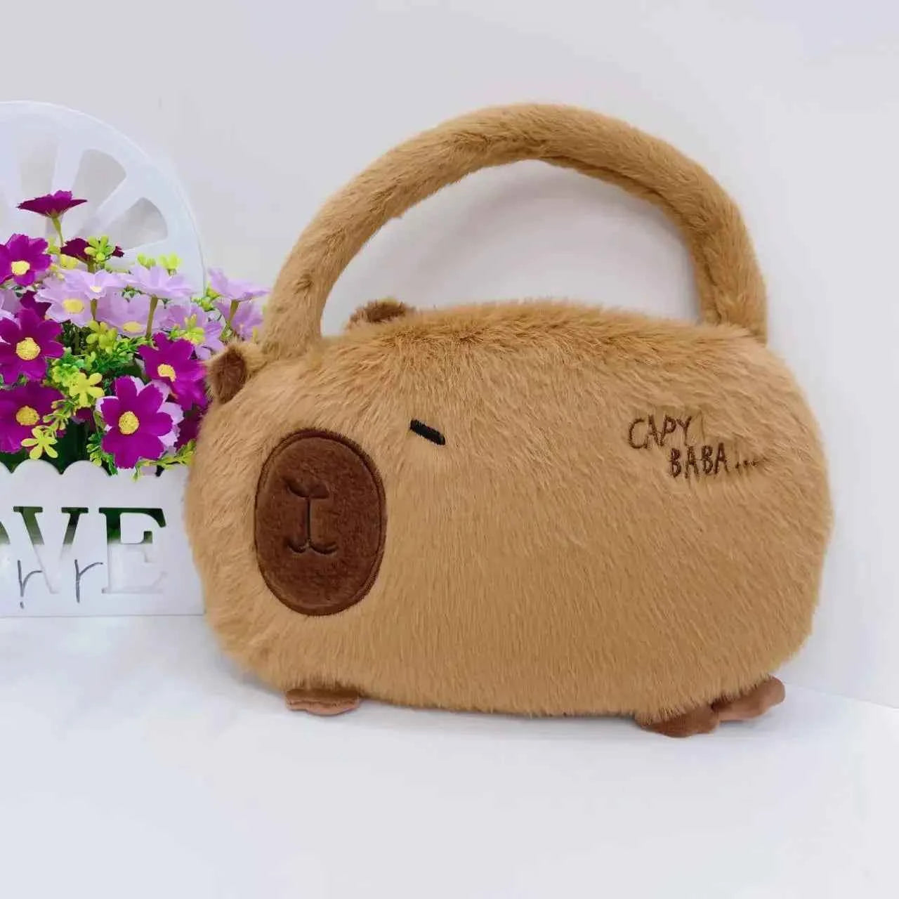 Kawaii Capybara Plush Backpack (12.6 x 7.9 in) - Cute Fur Shoulder Bag & Mini Knapsack Gift