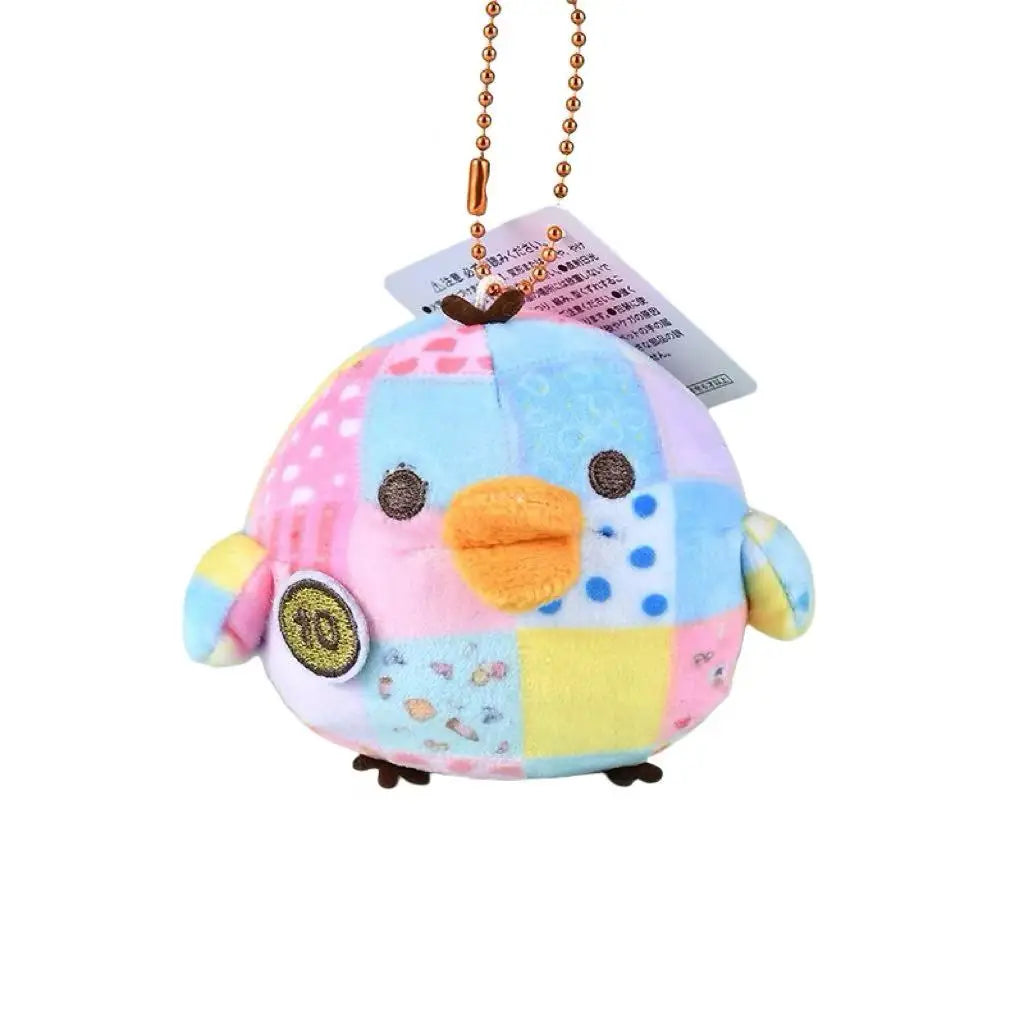 Patchwork Bear Plush Keychain – 4.7" (12cm) Cute Plush Pendant