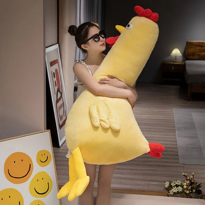 Giant Yellow Chicken Plush Pillow – Soft Stuffed Animal Cushion (60–140 cm)