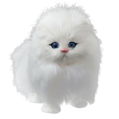 Kawaii Long-Haired Cat Plush with Sound White