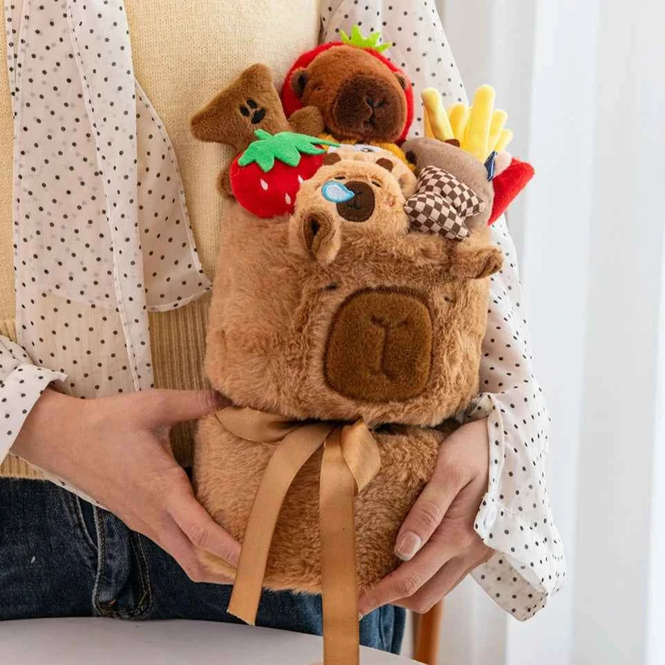 Cute Capybara Plush Bouquet - Stuffed Toy Bucket Hug Romantic Surprise Gift