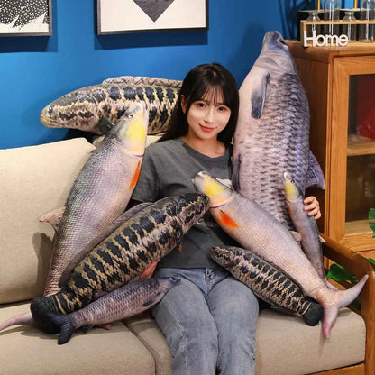 Realistic Carp Plush Pillow – Kawaii Fish Stuffed Animal Cushion