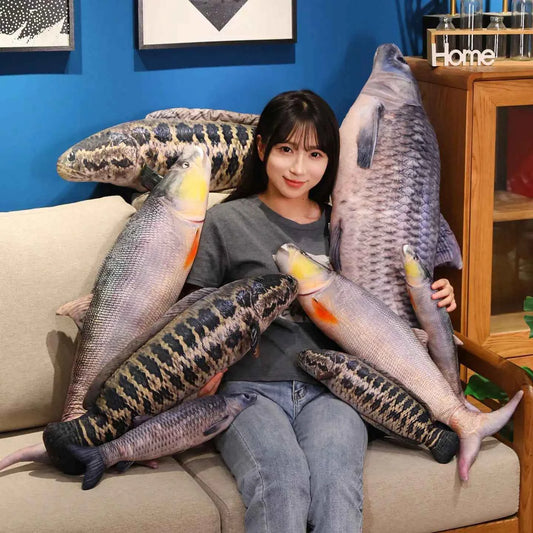 Realistic Carp Plush Pillow – Kawaii Fish Stuffed Animal Cushion