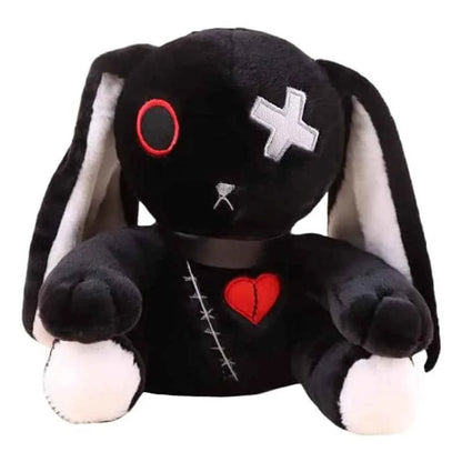 23cm Spooky Gothic Bunny Plush Toy Creepy Rabbit Plushie Stuffed Animal Toys Cute Horror Doll for Birthday Gift Halloween Decor