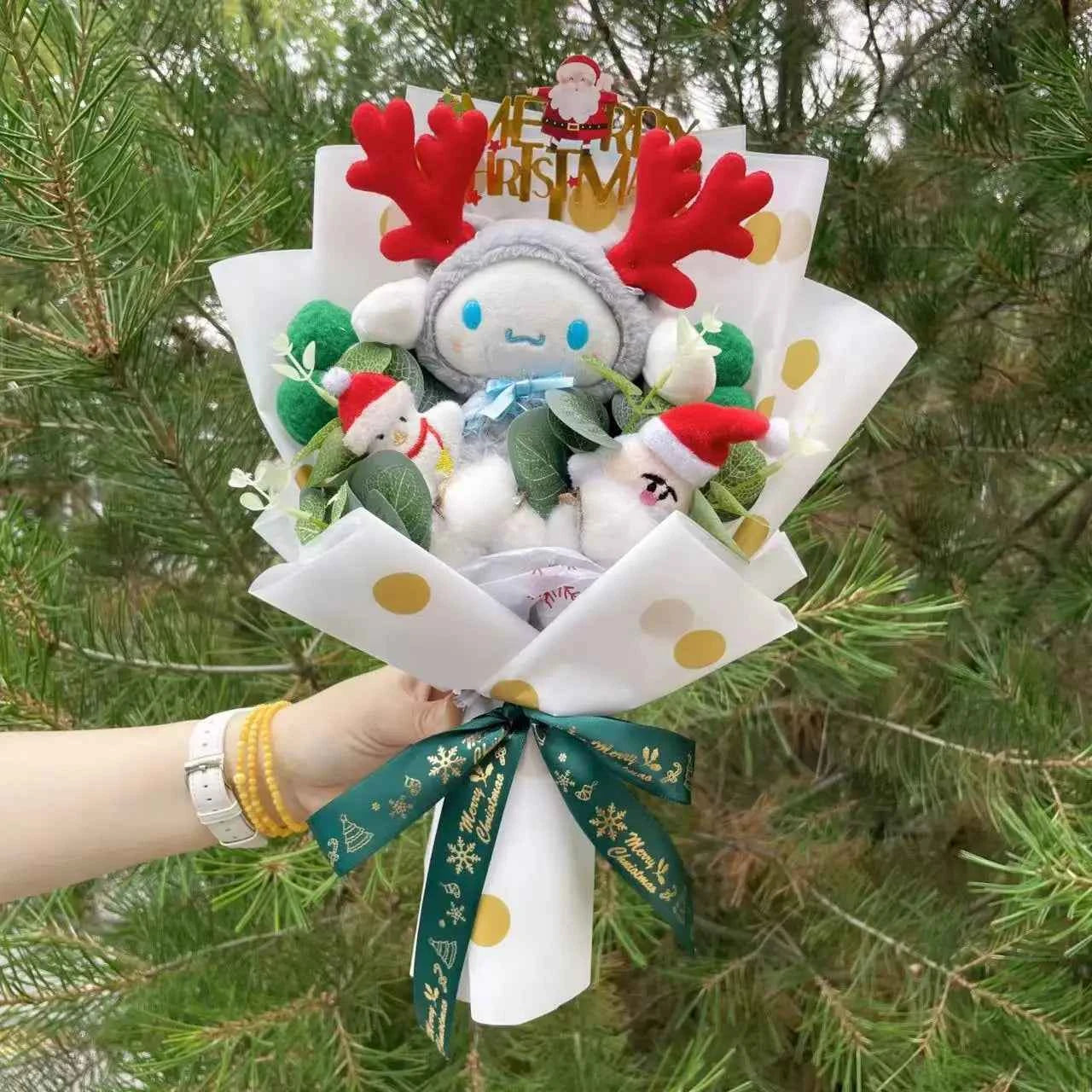 Kawaii My Melody/Kuromi Plush Bouquet (13.8 in) - Creative Stuffed Animal Roses Gift