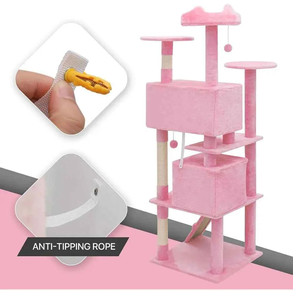 70 Tall Pink Indoor Cat Tree Scratching Post & Climbing Tower