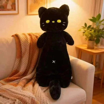 Kawaii Large Cat Plush Pillow – 70 cm or 110 cm Black