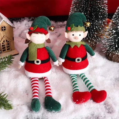 Cute Christmas Elves Stuffed Plush Dolls - Xmas Tree Hanging Ornament & Party Decor