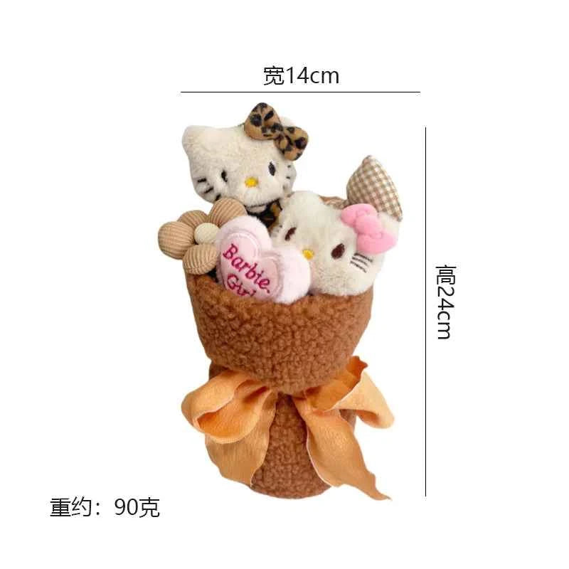Hello Kitty Plush Bouquet (9.4 in) - Cute Anime Stuffed Doll Collectible Gift