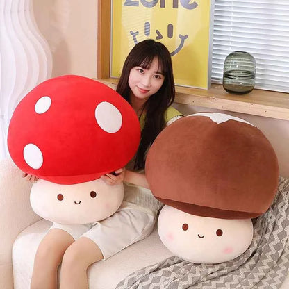 Kawaii Mushroom Plush Pillow – Cute Stuffed Plant Cushion